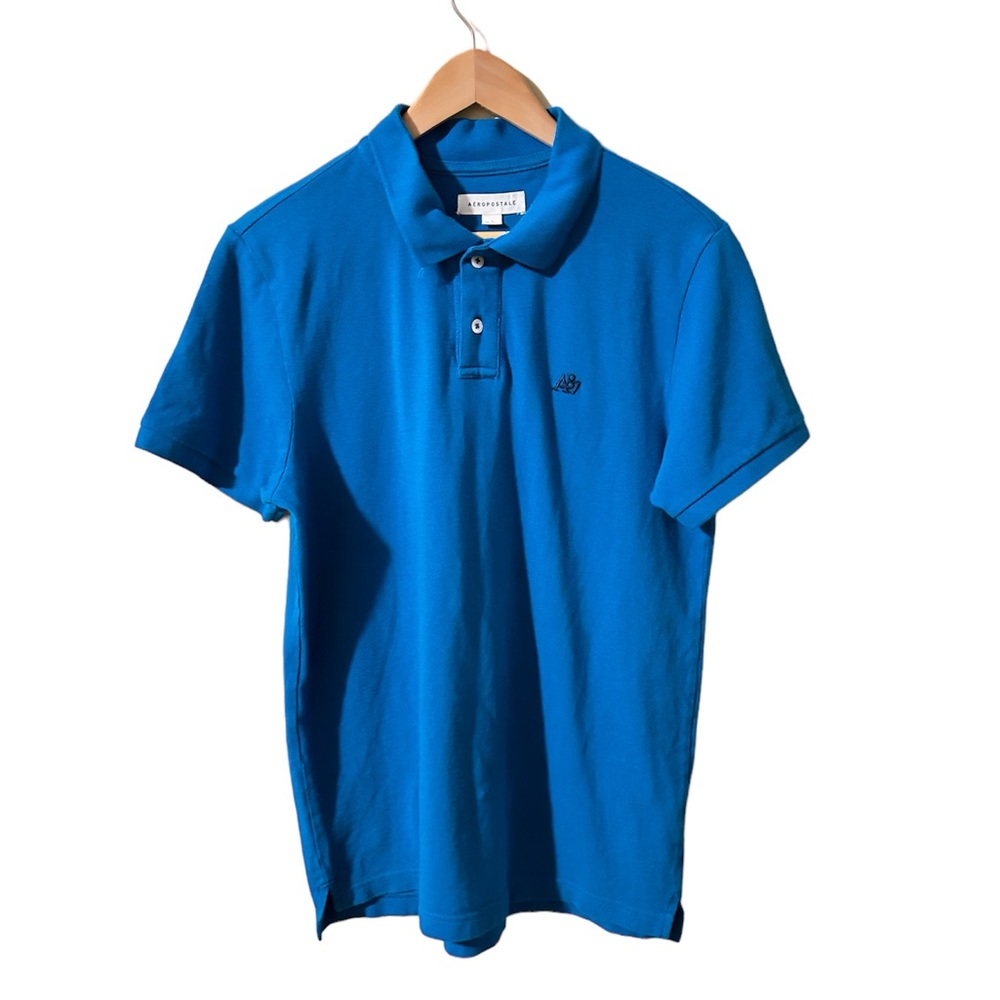 Aeropostale Teal Blue Short Sleeve Polo Men’s Shirt Size Large Casual